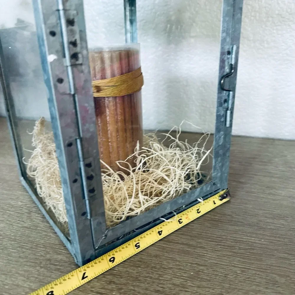 Fall Autumn Galvanized Metal Farmhouse Lantern Burlap Floral Decor